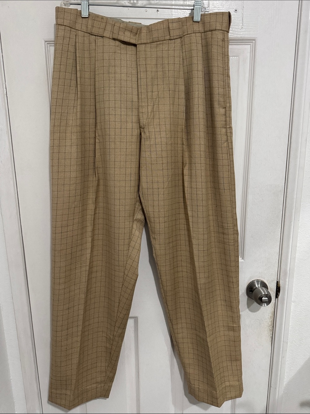 Men's Windowpane Dress Pants in Tan